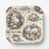 ベビーシャワー用睡眠ベビーユニコーン紙プレート ペーパープレート (正面)
