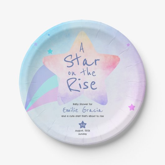 ベビーシャワー用紙プレート | ライジングスターテーマ ペーパープレート (正面)