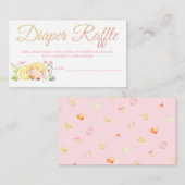 ベビーシャワー用羊おむつラッフルカードチケット エンクロージャーカード (正面/裏面)