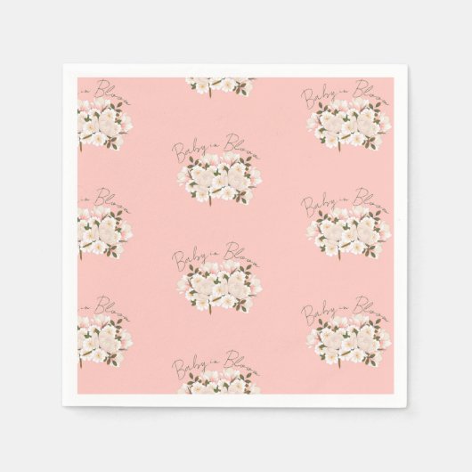 ベビーシャワー用開花包装紙のベビー スタンダードカクテルナプキン (正面)