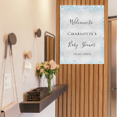 ベビーシャワー男の子シルバーブルーグリッターへようこそ ポスター