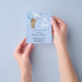 ベビーシャワー男の子テディベア予算招待状 チラシ (手)