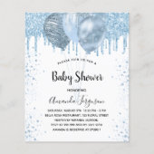 ベビーシャワー男の子ブルーバルーン予算の招待 チラシ (正面)