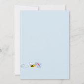 ベビーシャワー男の子ブルーフローラ緑のママbee 招待状 (裏面)