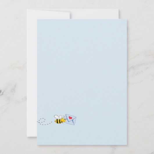 ベビーシャワー男の子ブルーフローラ緑のママbee 招待状 (裏面)