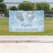 ベビーシャワー男の子ブルー銀グリッターバルーン 横断幕 (インサイチュ)