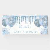 ベビーシャワー男の子ブルー銀グリッターバルーン 横断幕 (横)