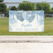 ベビーシャワー男の子ブルー銀グリッターバルーン 横断幕 (インサイチュ)