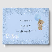 ベビーシャワー男の子ブルーteddyクマグリッターダスト ゲストブック (正面)