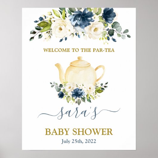 ベビーシャワー男の子Par-Tea Welcome sign ポスター (正面)
