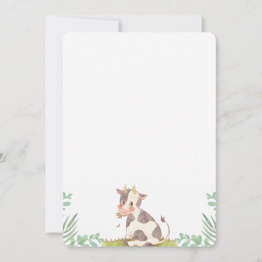 ベビーシャワー男の赤ちゃんかわいい牛招待状 招待状 (裏面)