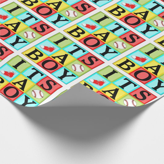 ベビーシャワー男の赤ちゃんギフト ラッピングペーパー (角)