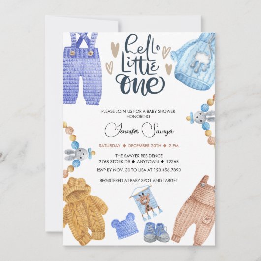 ベビーシャワー男の赤ちゃんシャワー招待状 招待状 (正面)