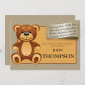 ベビーシャワー男の赤ちゃんテディベア招待状カード 招待状 (正面/裏面)
