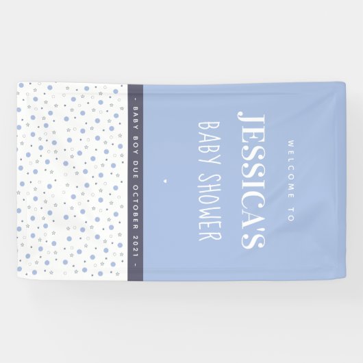 ベビーシャワー男の赤ちゃんブルーカスタムバナー 横断幕 (横)