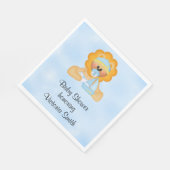 ベビーシャワー男の赤ちゃんライオン スタンダードランチョンナプキン (角)