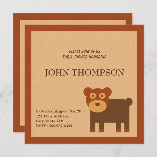 ベビーシャワー男の赤ちゃん犬犬用ドギーフレンドカード 招待状 (正面/裏面)