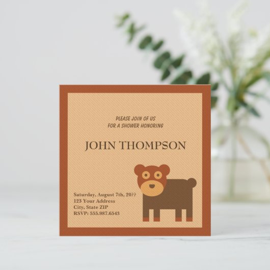 ベビーシャワー男の赤ちゃん犬犬用ドギーフレンドカード 招待状 (スタンド正面)