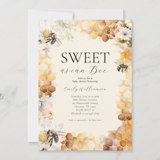 ベビーシャワー男女兼用が甘い 招待状 (正面)