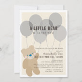 ベビーシャワー男女兼用のドライブ付きテディ 招待状 (正面)