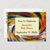 ベビーシャワー男女兼用カラフル招待 ポストカード (正面/裏面)