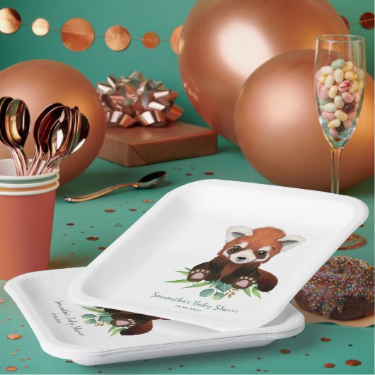 ベビーシャワー男女兼用グリーンリー ペーパープレート (複数)