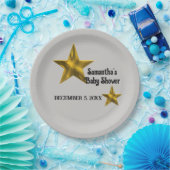ベビーシャワー男女兼用ミニマル金ゴールドスター ペーパープレート (パーティー)