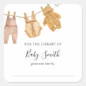 ベビーシャワー男女兼用蔵書票 スクエアシール (正面)