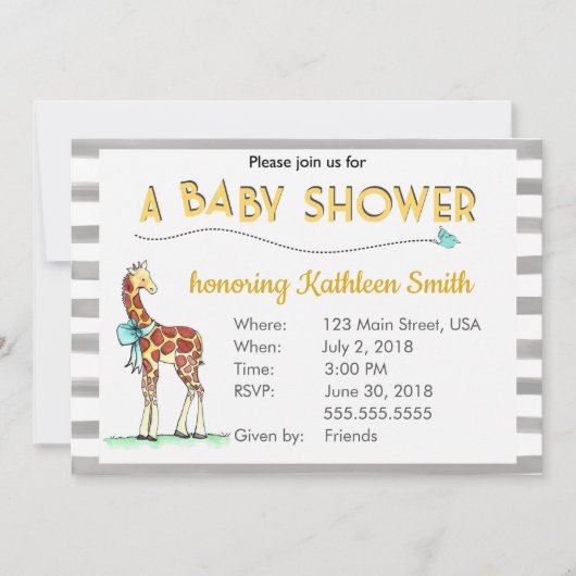 ベビーシャワー男女兼用 招待状 (正面)