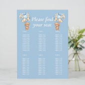 ベビーシャワー男子テディーバルーン卓上チャート 招待状 (スタンド正面)