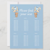 ベビーシャワー男子テディーバルーン卓上チャート 招待状 (正面)