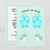 ベビーシャワー男子双子 招待状 (正面/裏面)