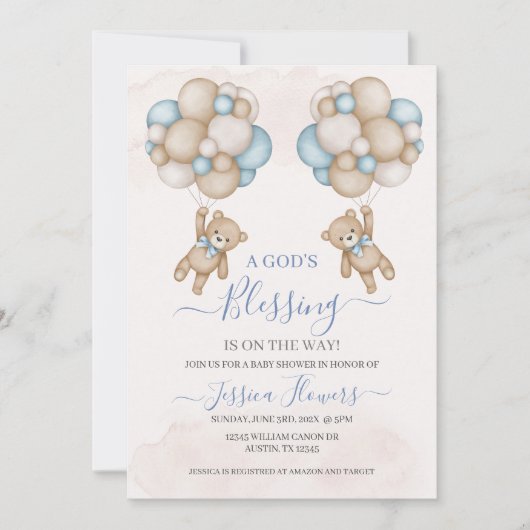 ベビーシャワー男子招待状 招待状 (正面)