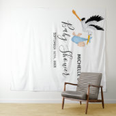 ベビーシャワー男子 スターン 白い写真の背景 タペストリー (インサイチュ(横))