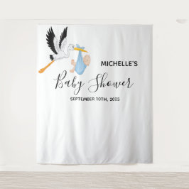 ベビーシャワー男子 スターン 白い写真の背景 タペストリー