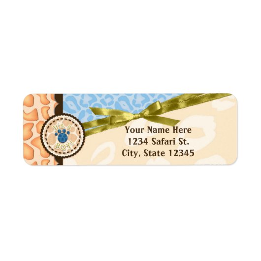 ベビーシャワー男子 青いサファリ テーマの招待状 ラベル (正面)