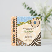 ベビーシャワー男子 青いサファリ テーマの招待状 招待状 (スタンド正面)