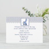 ベビーシャワー男子 青 ギラフ 招待状 (スタンド正面)