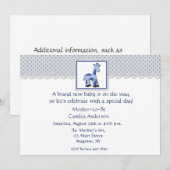 ベビーシャワー男子 青 ギラフ 招待状 (正面/裏面)