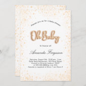 ベビーシャワー白金ゴールドグリッター男の子 招待状 (正面/裏面)