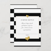 ベビーシャワー白黒ストライプおむつラッフル エンクロージャーカード (正面/裏面)