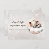 ベビーシャワー睡眠ベビー象おむつラッフル エンクロージャーカード (正面/裏面)