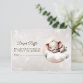 ベビーシャワー睡眠ベビー象おむつラッフル エンクロージャーカード (スタンド正面)