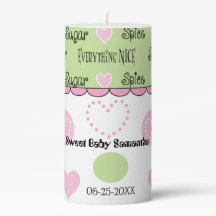 ベビーシャワー砂糖スパイス3 x 6"ピラーキャンドル