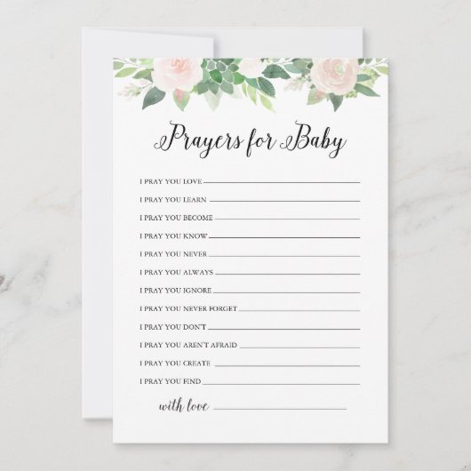 ベビーシャワー祈りの言葉カード用DEVON Greeneryアドバイス 招待状 (正面)