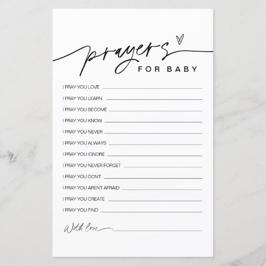 ベビーシャワー祈りの言葉カード用EVERLEIGHアドバイス (正面)