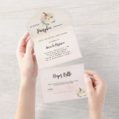 ベビーシャワー秋のラブカボチャおむつラッフル オールインワン招待状 (貼ってはがせる)