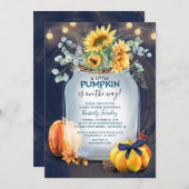 ベビーシャワー秋カボチャ素朴メイスンジャー 招待状 (正面/裏面)