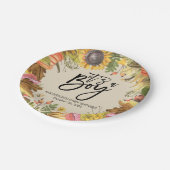 ベビーシャワー秋メープル葉パンプキンスサンフラワー ペーパープレート (アングル)