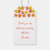 ベビーシャワー紅葉カボチャかわいいキツネバニーフクロウ ギフトタグ (裏面)